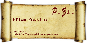 Pflum Zsaklin névjegykártya
